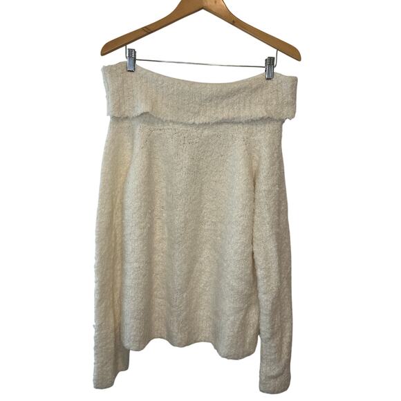 Cinq a Sept NWT Ivory Leya Wool Blend Off The Shoulder Winter Sweater Size Large - Picture 5 of 9